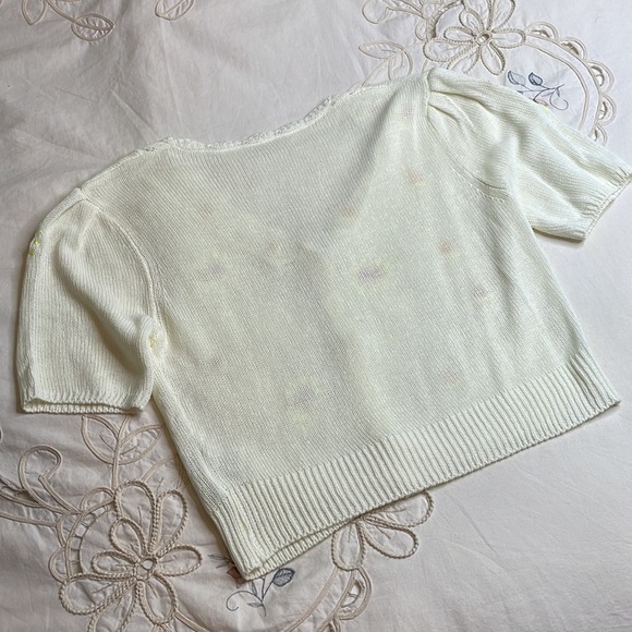 Jupe Vendue neon yellow crochet vintage crop cardigan sweater y2k - Picture 6 of 6